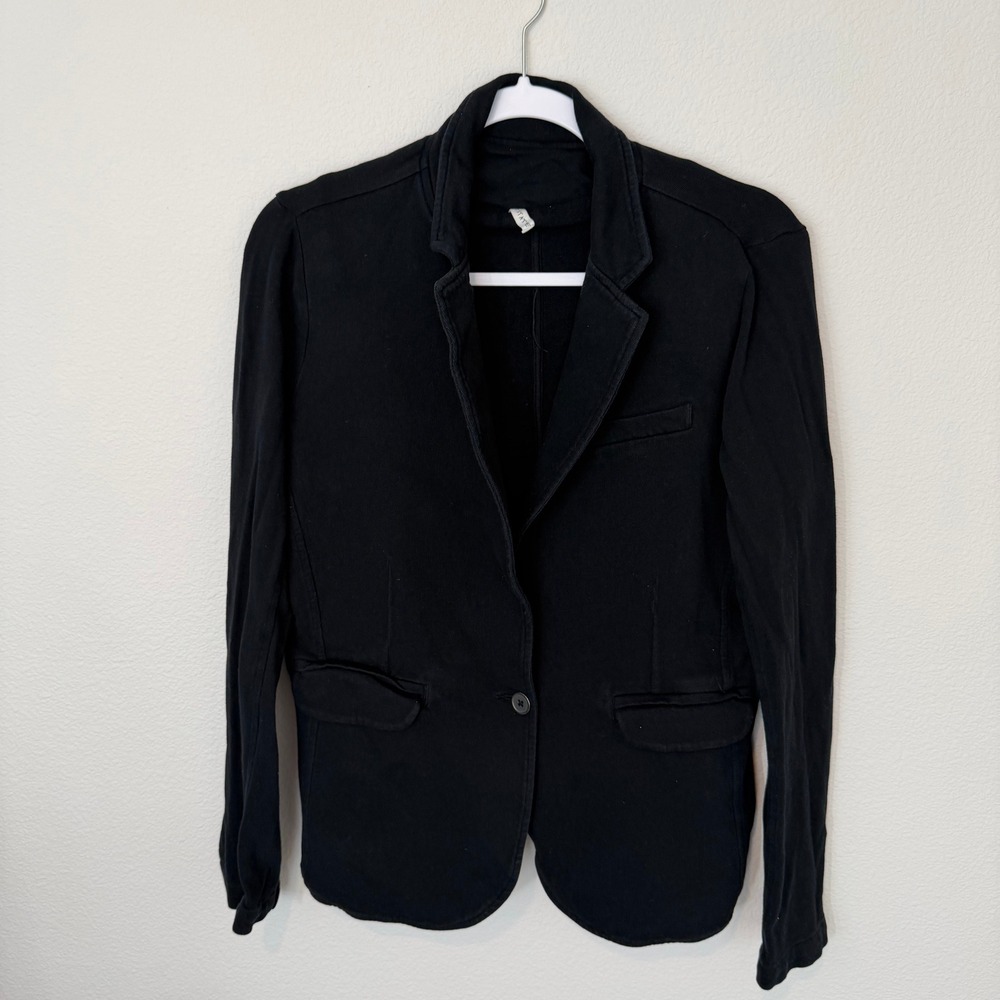Grey State City Knit Blazer Womens Large Black Good Cotton French Terry Jacket